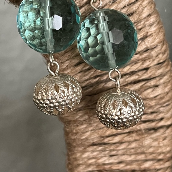 HANDMADE Baby Blue and Silver Drop Earrings! - Picture 4 of 5